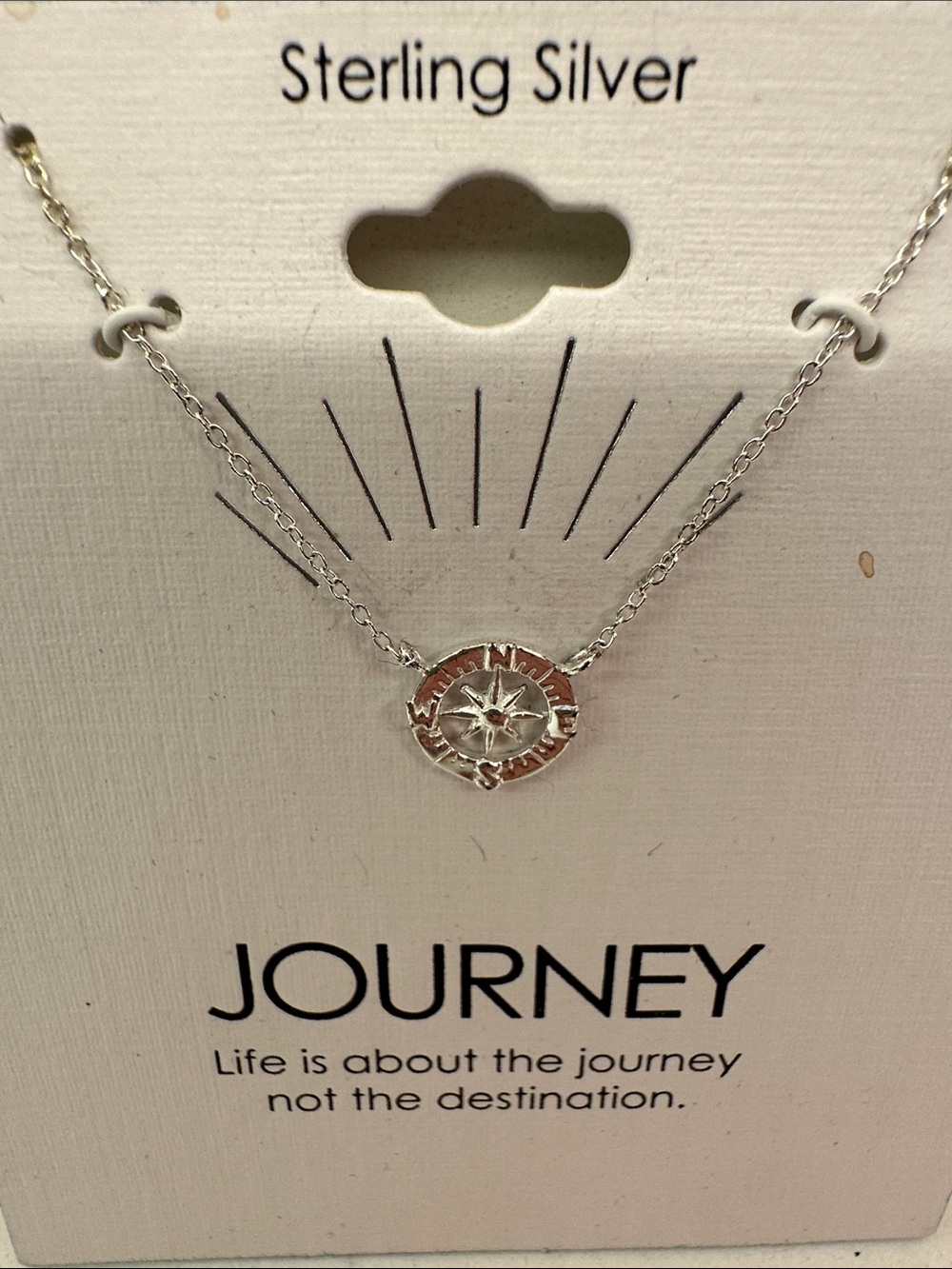 Sterling Silver Compass Pendant Necklace - Silver - Picture 2 of 4